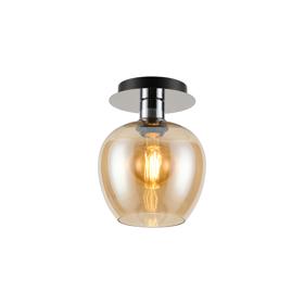DK1336  Lori 15cm Round Ceiling Flush, 1 Light Flush Fitting E27, Polished Chrome/Amber Wine Shades
